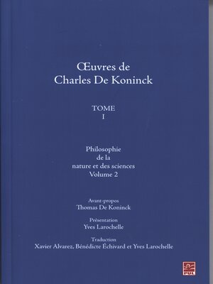 cover image of Oeuvres de Charles De Koninck 1 volume 2